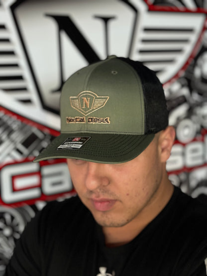 NORCAL DIESEL TRUCKER HAT ARMY GREEN W/TAN LOGO