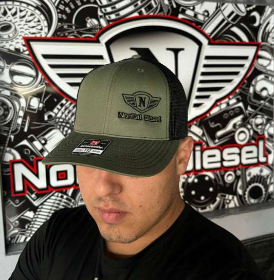 NORCAL DIESEL TRUCKER HAT ARMY GRN W/SIDE LOGO