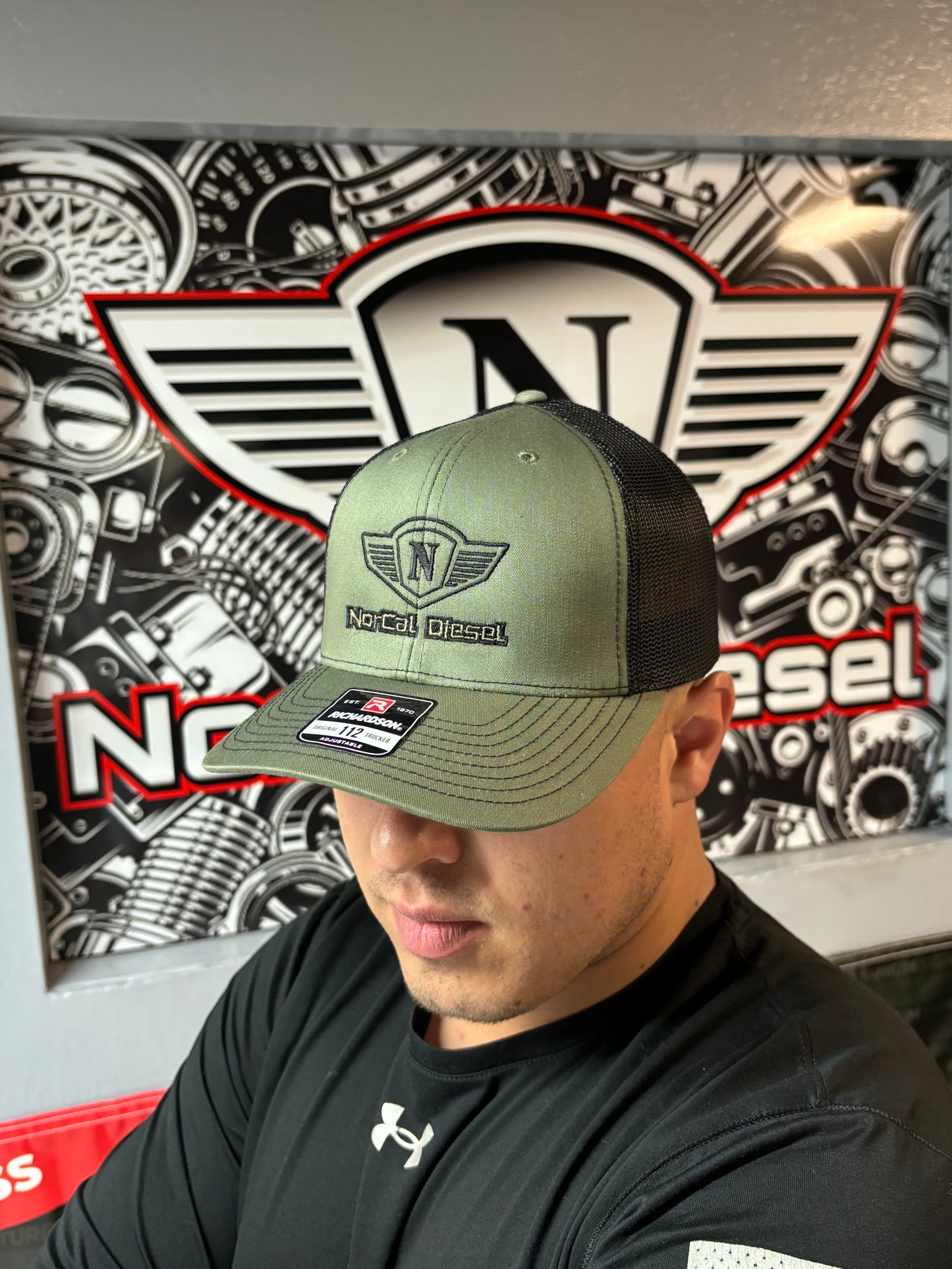 NORCAL DIESEL TRUCKER HAT ARMY GRN W/LOGO