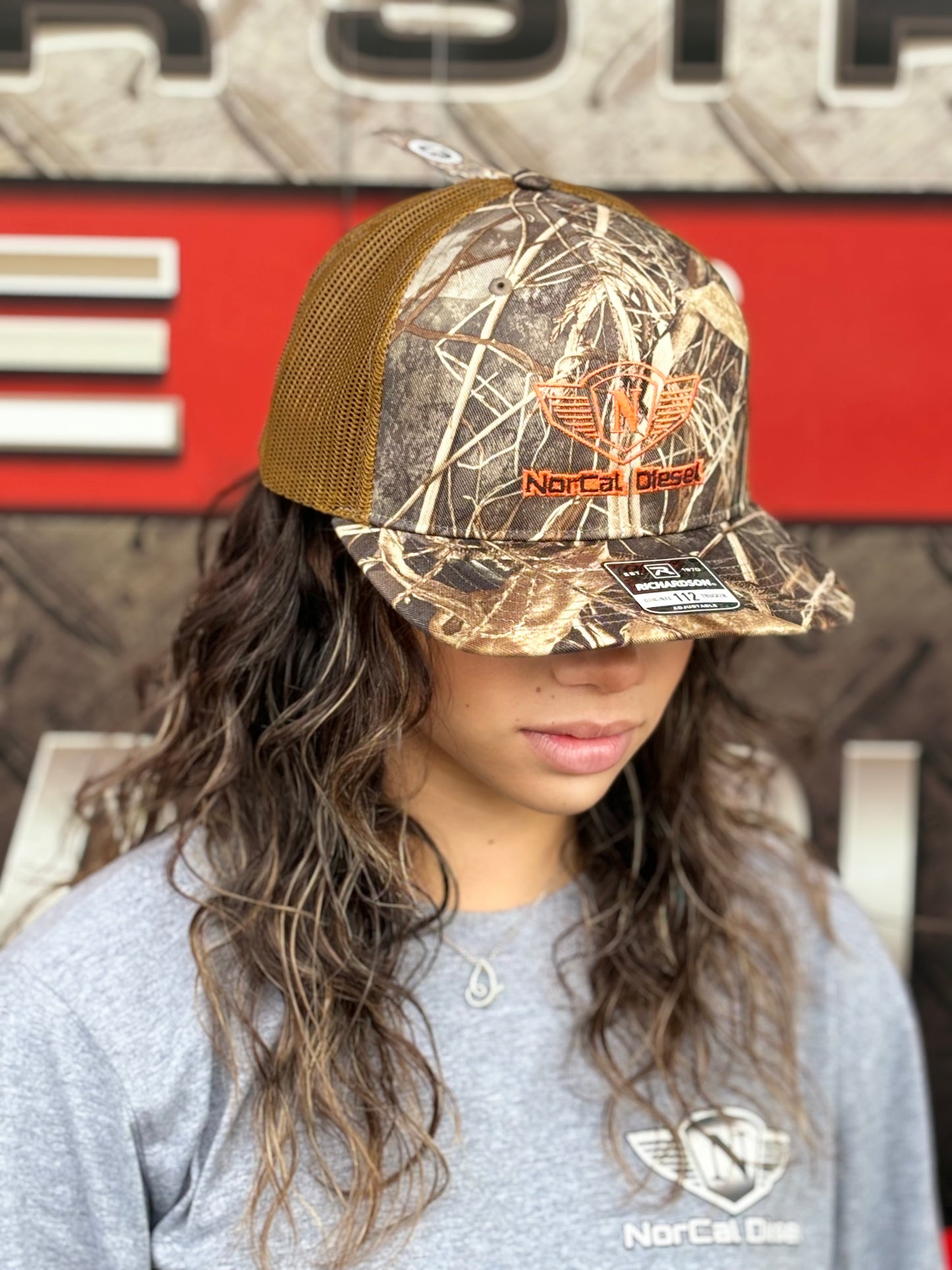 NORCAL DIESEL CAMO TRUCKER HAT W/TAN MESH