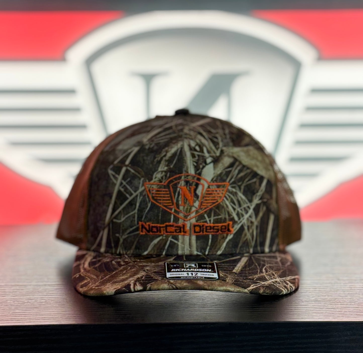 NORCAL DIESEL CAMO TRUCKER HAT W/TAN MESH