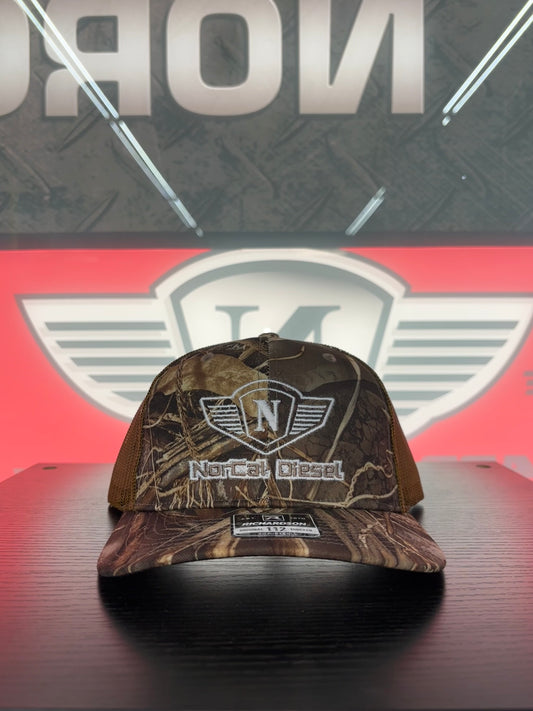 NORCAL TRUCKER HAT CAMO W/WHITE EMBROIDERY