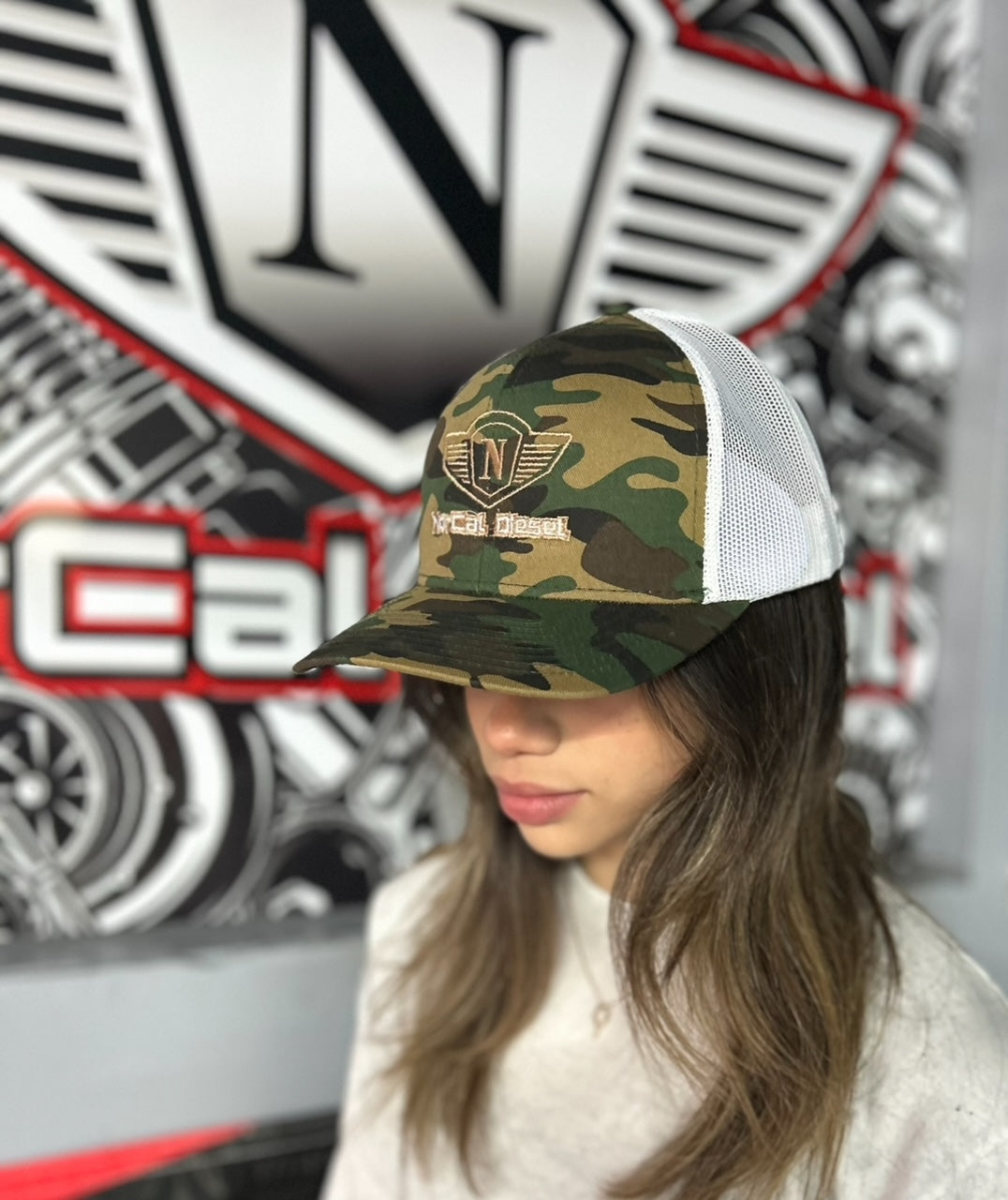 NORCAL DIESEL CAMO HAT W/WHITE BACK