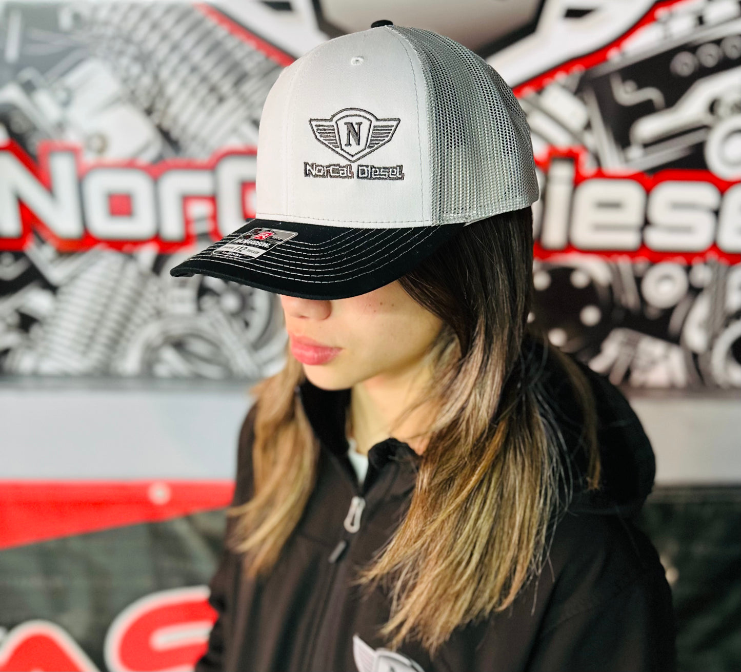 NORCAL DIESEL TRUCKER HAT WHITE W/GREY SIDE LOGO