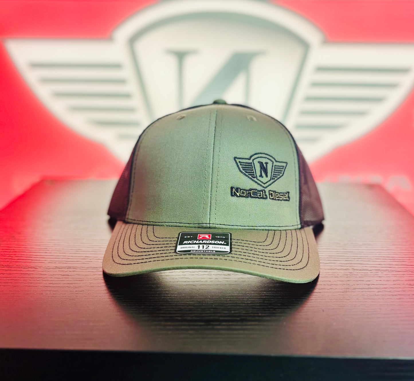 NORCAL DIESEL TRUCKER HAT ARMY GRN W/SIDE LOGO