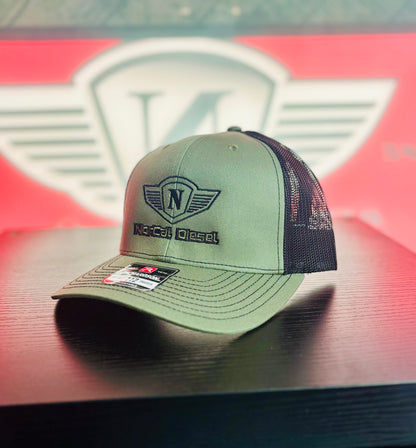 NORCAL DIESEL TRUCKER HAT ARMY GRN W/LOGO