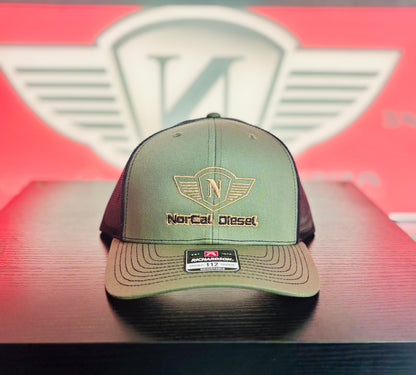 NORCAL DIESEL TRUCKER HAT ARMY GREEN W/TAN LOGO